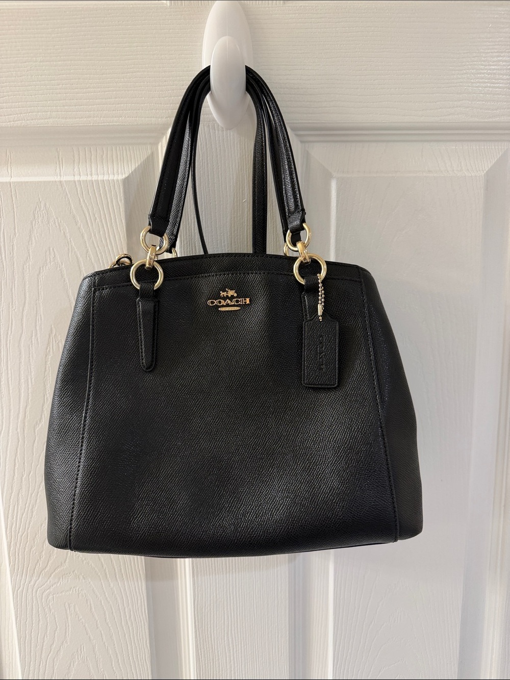 Coach Black Leather Satchel with Gold Hardware